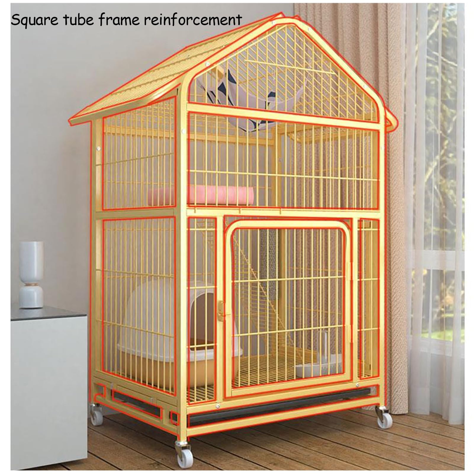 Amazon.co.jp: 猫用ケージ、4輪付きキャットケージ 、マルチドア